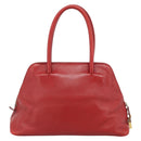 PRADA Hand Bag Leather Red Gold Auth 187417A-2