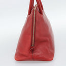 PRADA Hand Bag Leather Red Gold Auth 187417A-4