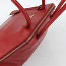 PRADA Hand Bag Leather Red Gold Auth 187417A-6