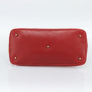 PRADA Hand Bag Leather Red Gold Auth 187417A-5