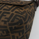 FENDI Zucca Canvas Mamma Baguette Shoulder Bag Black Silver Brown Auth 187420V-14