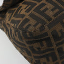 FENDI Zucca Canvas Mamma Baguette Shoulder Bag Black Silver Brown Auth 187420V-15