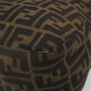 FENDI Zucca Canvas Mamma Baguette Shoulder Bag Black Silver Brown Auth 187420V-16