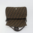 FENDI Zucca Canvas Mamma Baguette Shoulder Bag Black Silver Brown Auth 187420V-19
