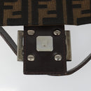 FENDI Zucca Canvas Mamma Baguette Shoulder Bag Black Silver Brown Auth 187420V-10