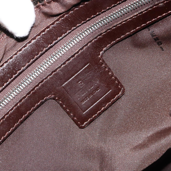 FENDI Zucca Canvas Mamma Baguette Shoulder Bag Black Silver Brown Auth 187420V
