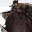 FENDI Zucca Canvas Mamma Baguette Shoulder Bag Black Silver Brown Auth 187420V-22