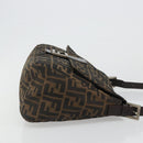 FENDI Zucca Canvas Mamma Baguette Shoulder Bag Black Silver Brown Auth 187420V-3