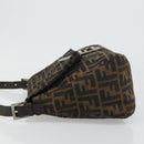 FENDI Zucca Canvas Mamma Baguette Shoulder Bag Black Silver Brown Auth 187420V-4
