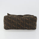 FENDI Zucca Canvas Mamma Baguette Shoulder Bag Black Silver Brown Auth 187420V-5