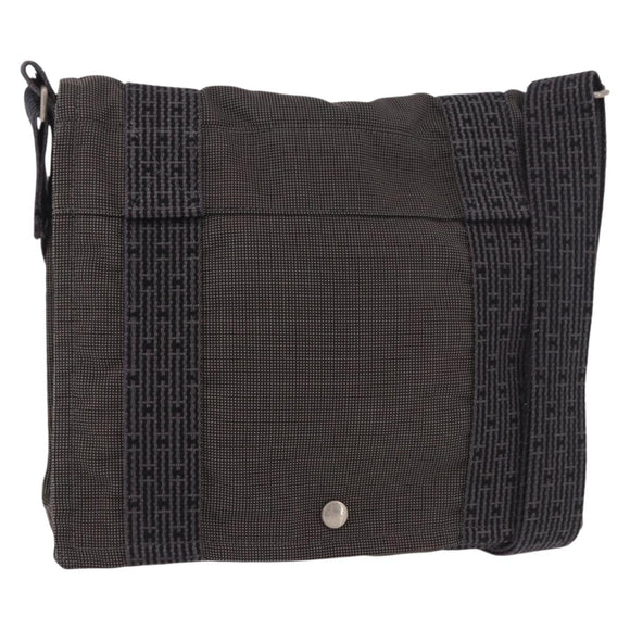 HERMES Fourre Tout Bassas PM Shoulder Bag Canvas Gray Silver Auth 187421A