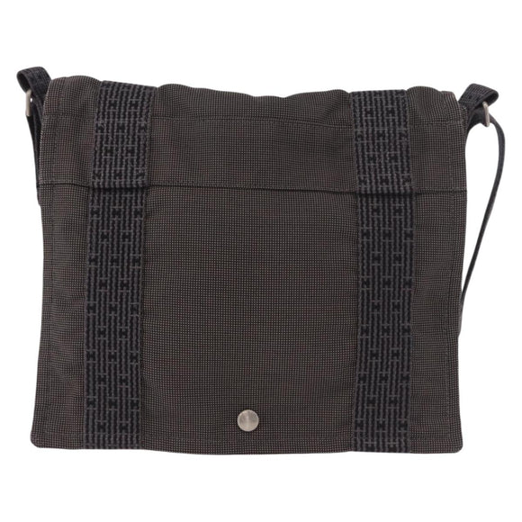 HERMES Fourre Tout Bassas PM Shoulder Bag Canvas Gray Silver Auth 187421A