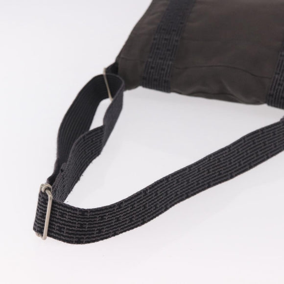HERMES Fourre Tout Bassas PM Shoulder Bag Canvas Gray Silver Auth 187421A