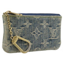 LOUIS VUITTON Monogram Denim Pochette Cles Coin Purse Blue M95343 Auth 187424A-1