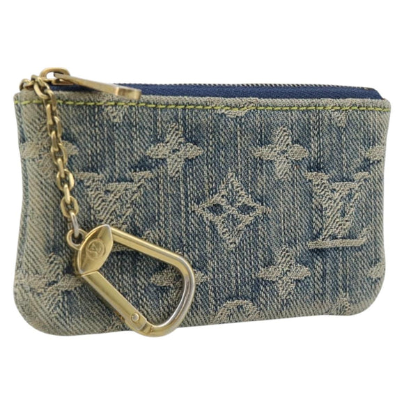 LOUIS VUITTON Monogram Denim Pochette Cles Coin Purse Blue M95343 Auth 187424A