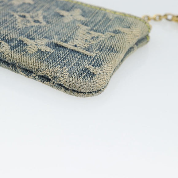LOUIS VUITTON Monogram Denim Pochette Cles Coin Purse Blue M95343 Auth 187424A