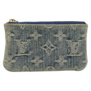 LOUIS VUITTON Monogram Denim Pochette Cles Coin Purse Blue M95343 Auth 187424A-13