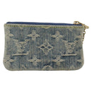LOUIS VUITTON Monogram Denim Pochette Cles Coin Purse Blue M95343 Auth 187424A-2