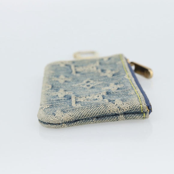 LOUIS VUITTON Monogram Denim Pochette Cles Coin Purse Blue M95343 Auth 187424A