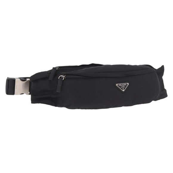 PRADA Waist bag Nylon Black Silver Auth 187430A