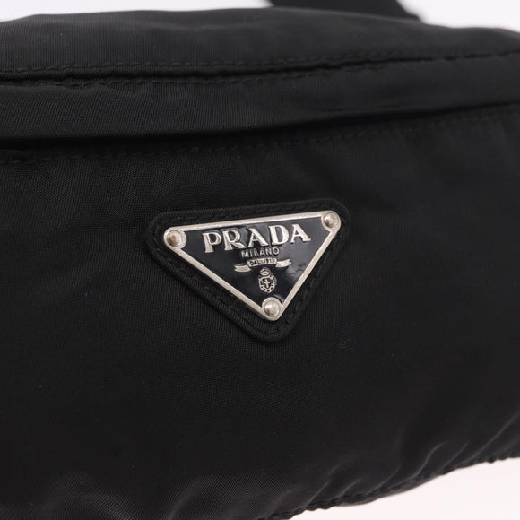 PRADA Waist bag Nylon Black Silver Auth 187430A