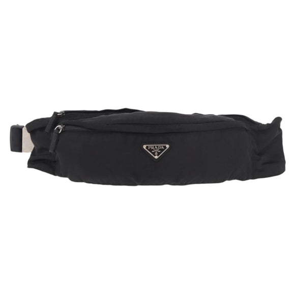 PRADA Waist bag Nylon Black Silver Auth 187430A