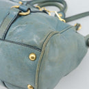 Miu Miu Hand Bag Leather 2way Light Blue Gold Auth 187433-19