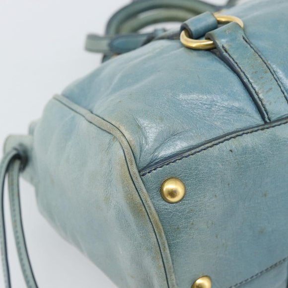 Miu Miu Hand Bag Leather 2way Light Blue Gold Auth 187433