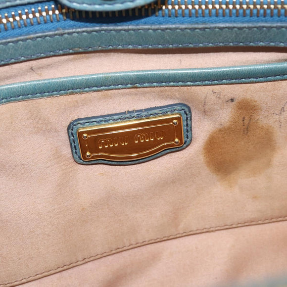Miu Miu Hand Bag Leather 2way Light Blue Gold Auth 187433