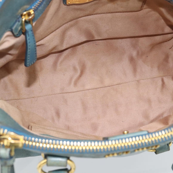 Miu Miu Hand Bag Leather 2way Light Blue Gold Auth 187433