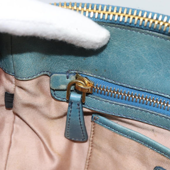 Miu Miu Hand Bag Leather 2way Light Blue Gold Auth 187433