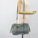 Miu Miu Hand Bag Leather 2way Light Blue Gold Auth 187433-31
