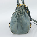Miu Miu Hand Bag Leather 2way Light Blue Gold Auth 187433-3