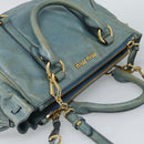 Miu Miu Hand Bag Leather 2way Light Blue Gold Auth 187433-6