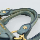 Miu Miu Hand Bag Leather 2way Light Blue Gold Auth 187433-15