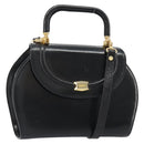 BALLY Hand Bag Leather 2way Black Gold Auth 187434A-1