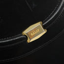 BALLY Hand Bag Leather 2way Black Gold Auth 187434A-17