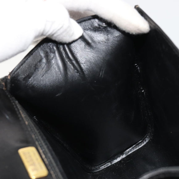 BALLY Hand Bag Leather 2way Black Gold Auth 187434A
