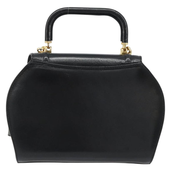 BALLY Hand Bag Leather 2way Black Gold Auth 187434A
