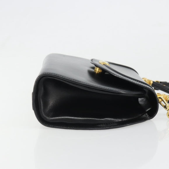 BALLY Hand Bag Leather 2way Black Gold Auth 187434A