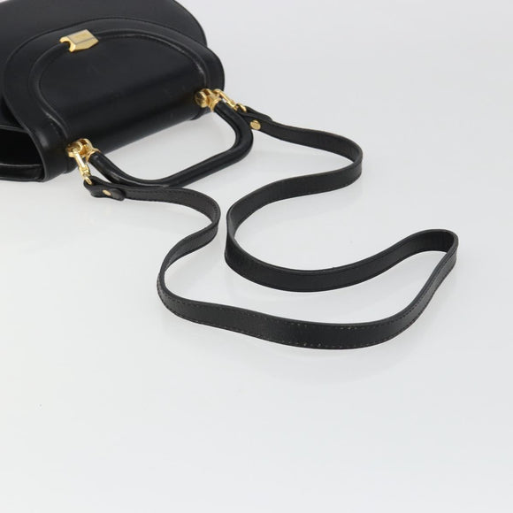 BALLY Hand Bag Leather 2way Black Gold Auth 187434A
