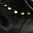 PRADA Chain Shoulder Bag Fur Black Silver Auth 187435SAM-15