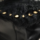 PRADA Chain Shoulder Bag Fur Black Silver Auth 187435SAM-16