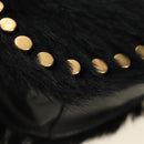 PRADA Chain Shoulder Bag Fur Black Silver Auth 187435SAM-17