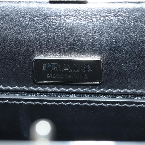 PRADA Chain Shoulder Bag Fur Black Silver Auth 187435SAM