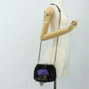 PRADA Chain Shoulder Bag Fur Black Silver Auth 187435SAM-26