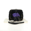 PRADA Chain Shoulder Bag Fur Black Silver Auth 187435SAM-12