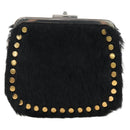 PRADA Chain Shoulder Bag Fur Black Silver Auth 187435SAM-2