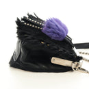 PRADA Chain Shoulder Bag Fur Black Silver Auth 187435SAM-4