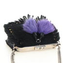 PRADA Chain Shoulder Bag Fur Black Silver Auth 187435SAM-6